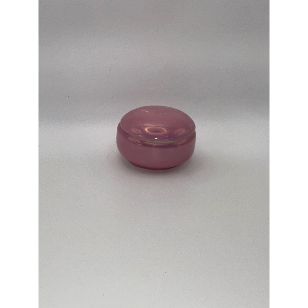 Vintage Czechoslovakia Pink Iridescent Luster Ceramic Trinket Box Round Lidded
